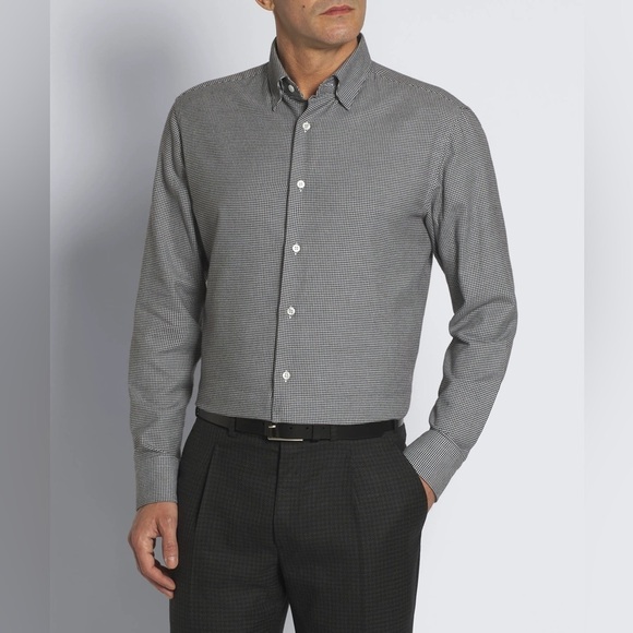 ETON Gray/White Houndstooth Contemporary Dress Shirt 42 - Picture 1 of 10